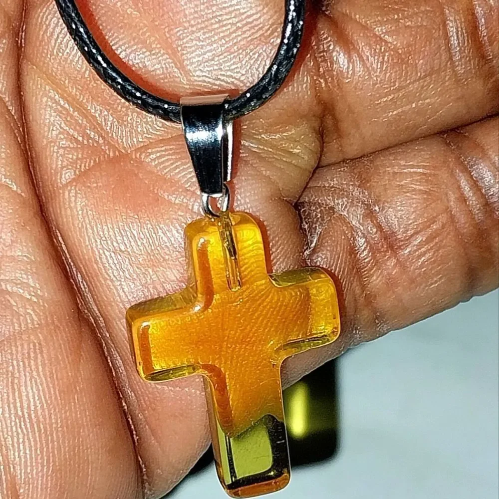 Yellow Cross Pendant Necklace